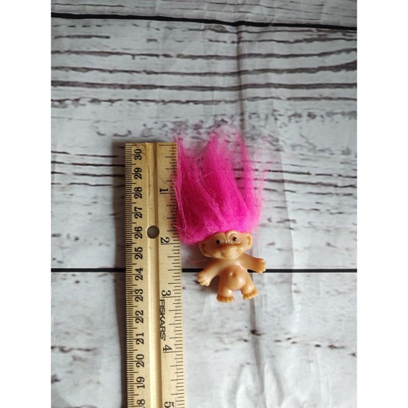Vintage Russ Pink Fuchsia Hair Mini Troll Pencil Topper - Picture 5 of 5